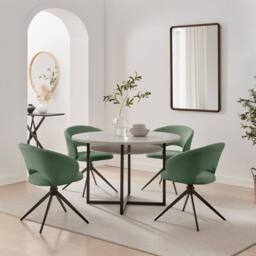 FurnitureboxUK 2x Anika Fabric Swivel Dining Chairs in Green - thumbnail 5