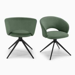 FurnitureboxUK 2x Anika Fabric Swivel Dining Chairs in Green - thumbnail 7
