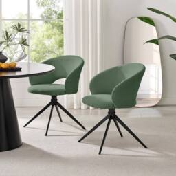 FurnitureboxUK 2x Anika Fabric Swivel Dining Chairs in Green - thumbnail 1