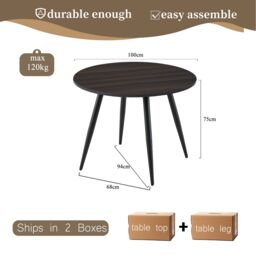 SONARA 100cm Round Dining Table with Dark Walunt Top in Walnut - Size: 100 cm x 100 cm - thumbnail 2