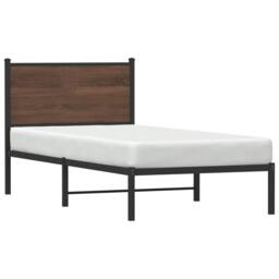 Berkfield Home Metal Bed Frame without Mattress Brown Oak 75x190 cm Small Single - thumbnail 4