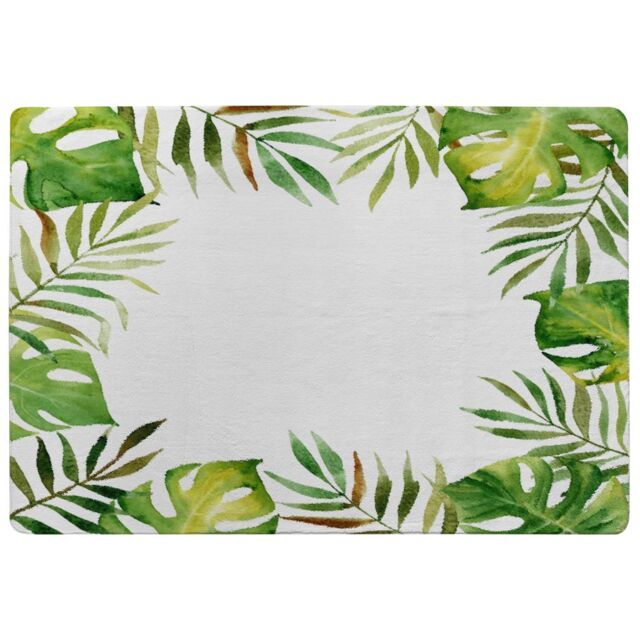 Benjamin Tate Design Border Of Botanical Leaves Designer Rug in Natural - Size: Large - image 1