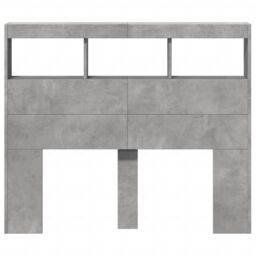 Berkfield Home Headboard Cabinet with LED Concrete Grey 120x17x102 cm - Size: 120 x 17 x 102 cm - thumbnail 6