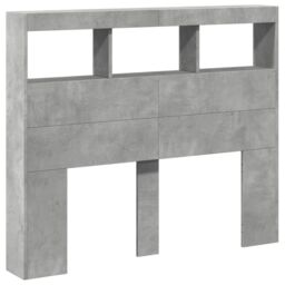Berkfield Home Headboard Cabinet with LED Concrete Grey 120x17x102 cm - Size: 120 x 17 x 102 cm - thumbnail 3
