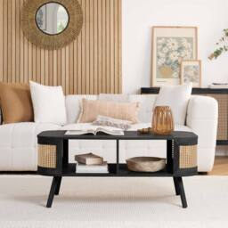 Birlea Rattan Coffee Table with Storage Curved Sark in Black - Size: 1 Pack