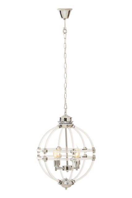 Orsina Pendant Light In Clear Acrylic & Chrome Finish, Globe-Shaped Traditional Chandelier With Round Cut Crystals in Silver - image 1