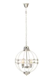 Orsina Pendant Light In Clear Acrylic & Chrome Finish, Globe-Shaped Traditional Chandelier With Round Cut Crystals in Silver