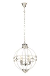 Orsina Pendant Light In Clear Acrylic & Chrome Finish, Globe-Shaped Traditional Chandelier With Round Cut Crystals in Silver - thumbnail 4