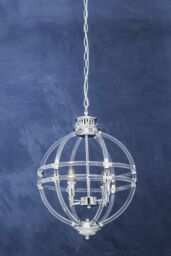 Orsina Pendant Light In Clear Acrylic & Chrome Finish, Globe-Shaped Traditional Chandelier With Round Cut Crystals in Silver - thumbnail 3