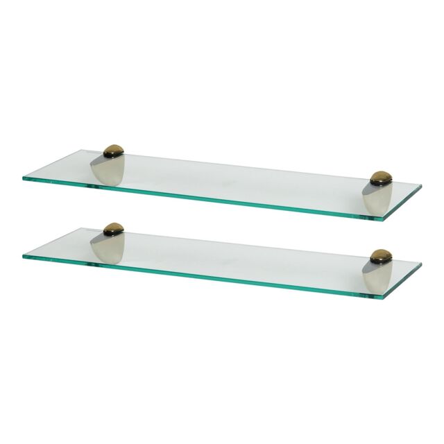 Harbour Housewares 2x Floating Glass Shelves - 60cm - Bathroom Shower Storage Display in Gold - image 1