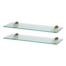 Harbour Housewares 2x Floating Glass Shelves - 60cm - Bathroom Shower Storage Display in Gold - thumbnail 1