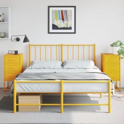 Berkfield Home Bedside Cabinets 2 pcs Mustard Yellow 36x39x78 cm Steel - Size: 36 x 39 x 78 cm