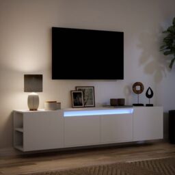 Berkfield Home TV Wall Cabinet with LED White 180x31x39.5 cm - thumbnail 5