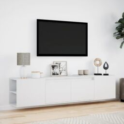 Berkfield Home TV Wall Cabinet with LED White 180x31x39.5 cm - thumbnail 4