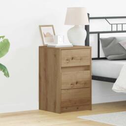 Berkfield Home Stunning Bedside Cabinet with LED Lights Artisan Oak Engineered Wood in Brown - thumbnail 2
