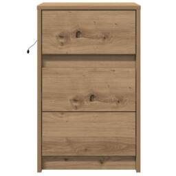 Berkfield Home Stunning Bedside Cabinet with LED Lights Artisan Oak Engineered Wood in Brown - thumbnail 6