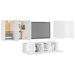 Berkfield Home 6 Piece TV Cabinet Set White Engineered Wood - thumbnail 3
