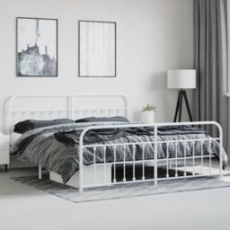 Berkfield Home Metal Bed Frame with Headboard & Footboard White 200x200 cm - thumbnail 4