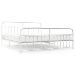 Berkfield Home Metal Bed Frame with Headboard & Footboard White 200x200 cm - thumbnail 2