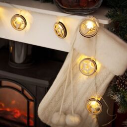 ValueLights Christmas Indoor Wooden Star & Reindeer Disc String Lights 10 Warm White Bulbs - thumbnail 3
