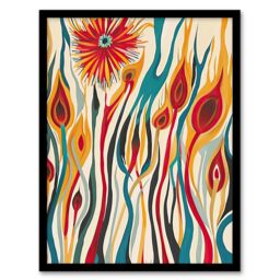"Artery8 Abstract Match Sticks Fire Flower Design Blaze Framed Art Print - Size: W12"" x H16""" - thumbnail 1