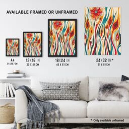 "Artery8 Abstract Match Sticks Fire Flower Design Blaze Framed Art Print - Size: W12"" x H16""" - thumbnail 3