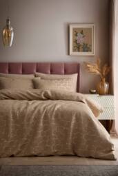 Soiree 'Ginko' Jacquard Woven Duvet Cover Set in Natural - Size: Double - thumbnail 1