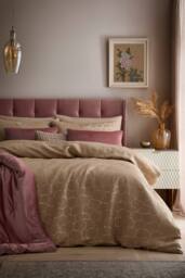 Soiree 'Ginko' Jacquard Woven Duvet Cover Set in Natural - Size: Double - thumbnail 4