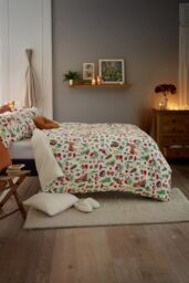 Deyongs Autumn Animals Fleece Duvet Cover Set with Sherpa Reverse - Cosy Woodland Printed Bedding - 1846 - Size: Single - thumbnail 2