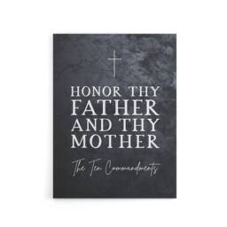 "Artery8 Ten Commandments Honor Parents Bible Quote Canvas Wall Art Print in Grey - Size: W18"" x H24""" - thumbnail 1