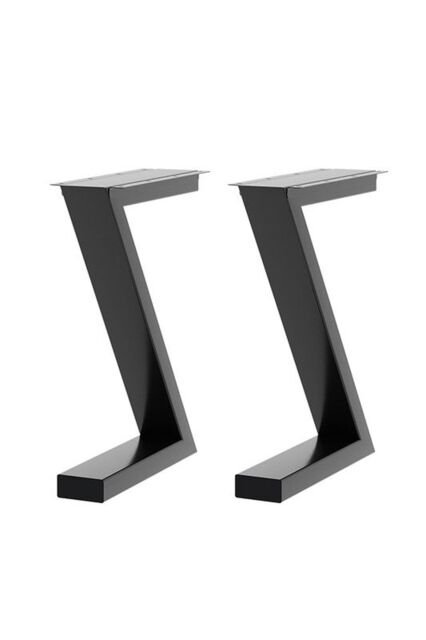 2-Pack 30x7x40cm Black Z-Shaped Metal Table Legs for DIY Furniture Projects - Size: 30 x 7 x 40 cm