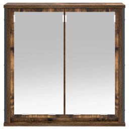 Berkfield Home Bathroom Wall Cabinet with Mirror Smoked Oak 60x21x60 cm in Brown - Size: 60 x 21 x 60 cm - thumbnail 5