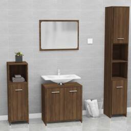 Berkfield Home Durable Bathroom Furniture Set Brown Oak Engineered Wood - thumbnail 2