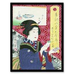 Artery8 Toyohara Kunichika Framed Wall Art Print Kogiku In Saruwaka Cho - Size: A4 - thumbnail 1