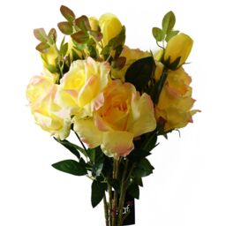 Leaf Pack of 6 x 80cm Artificial Yellow Rose Stem - 18 flowers - Size: 6 x 80 cm - thumbnail 1