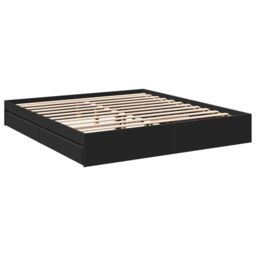 Berkfield Home Bed Frame with Drawers without Mattress Black 200x200 cm - thumbnail 6