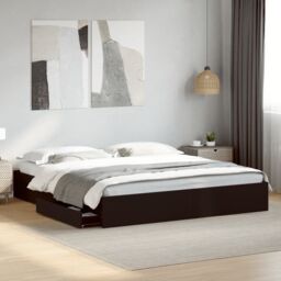 Berkfield Home Bed Frame with Drawers without Mattress Black 200x200 cm - thumbnail 1