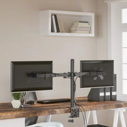 Berkfield Home Dual Monitor Stand Black Steel VESA 75/100 mm - thumbnail 4