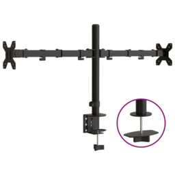 Berkfield Home Dual Monitor Stand Black Steel VESA 75/100 mm - thumbnail 2