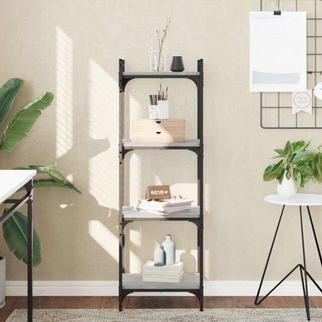 Berkfield Home Bookcase 4-Tier Grey Sonoma 40x30x120 cm Engineered Wood - Size: 40 x 30 x 120 cm - image 1