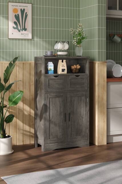Living and Home Wooden Sideboard Storage Cabinet in Grey - image 1