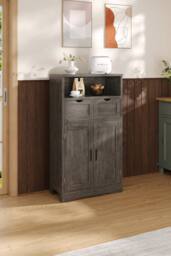 Living and Home Wooden Sideboard Storage Cabinet in Grey - thumbnail 5