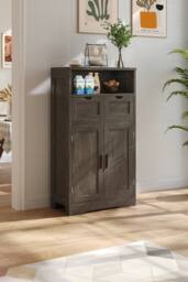 Living and Home Wooden Sideboard Storage Cabinet in Grey - thumbnail 2