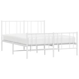 Berkfield Home Metal Bed Frame with Headboard & Footboard White 135x190 cm Double - thumbnail 5
