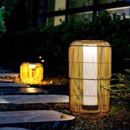 K LIVING Rao Large Rattan Solar Rechargeable Lamp in Natural - thumbnail 2
