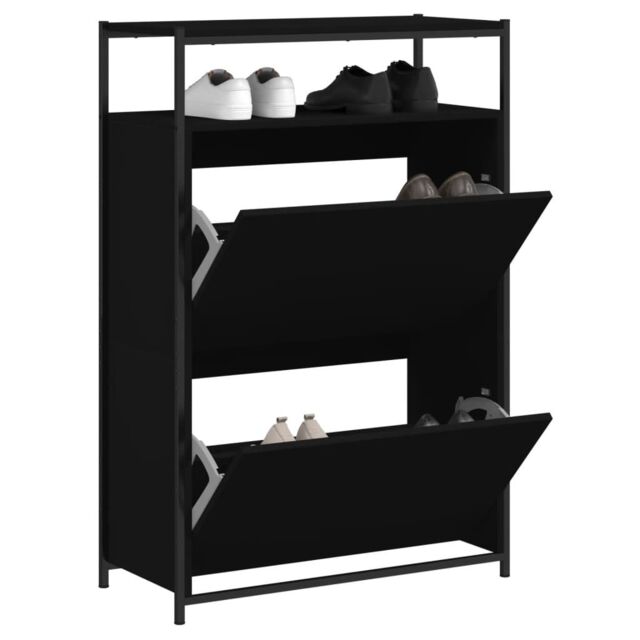 Berkfield Home Shoe Cabinet Black 75x34x112 cm Engineered Wood - Size: 75 x 34 x 112 cm - image 1
