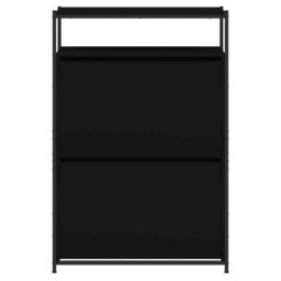 Berkfield Home Shoe Cabinet Black 75x34x112 cm Engineered Wood - Size: 75 x 34 x 112 cm - thumbnail 5