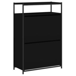 Berkfield Home Shoe Cabinet Black 75x34x112 cm Engineered Wood - Size: 75 x 34 x 112 cm - thumbnail 4