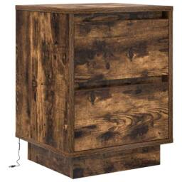Berkfield Home Bedside Cabinet with LED Lights¬†Smoked Oak 38x34x50 cm - Size: 38 x 34 x 50 cm - thumbnail 3