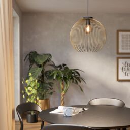 Eglo Venezuela Gold Steel Pendant Light in Black - thumbnail 1